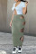 Green Fashion Sexy Solid Hollowed Out Asymmetrical V Neck Short Sleeve Two Pieces