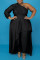 Black Fashion Casual Plus Size Solid Backless Oblique Collar Irregular Dress