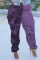 Purple Fashion Casual Camouflage Print Split Joint Regular High Waist Trousers