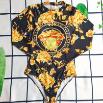 Black Fashion Sexy Print Split Joint Swimwears