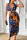 Colour Sexy Print Hollowed Out Split Joint Backless Slit Halter One Step Skirt Dresses