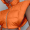 Tangerine Red Casual Solid Split Joint Frenulum Zipper Hooded Collar Outerwear