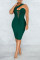Black Fashion Sexy Solid Split Joint Backless One Shoulder Sleeveless Dress Dresses