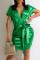 Green Elegant Solid Split Joint V Neck Straight Dresses