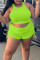 Fluorescent Green Casual Solid Split Joint O Neck Plus Size Two Pieces