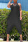 Black Casual Solid Split Joint O Neck Jumpsuits