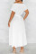 Orange Fashion Casual Solid Patchwork Slit Off the Shoulder Short Sleeve Dress