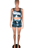 Red Polyester Fashion Active adult Ma'am Tie Dye Two Piece Suits pencil Sleeveless Two Pieces