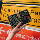 Black Fashion Casual Letter Print Messenger Bags