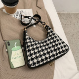 Deep Coffee Fashion Casual Plaid Shoulder Bags