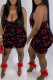 Black Fashion Sexy Lips Printed Backless O Neck Sling Dress