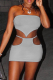 Grey Sexy Solid Patchwork Off the Shoulder Sleeveless Two Pieces