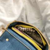 Dark Blue Fashion Casual Patchwork Chain Strap Crossbody Bag