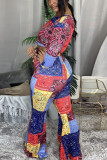 Colour Work Daily Print O Neck Long Sleeve Two Pieces