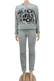 Red Casual Print Patchwork Hooded Collar Long Sleeve Two Pieces
