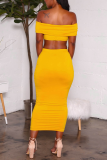 Yellow Sexy Fashion Skirt Two-piece Set