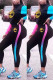 Black Fashion Casual Print Patchwork Hooded Collar Long Sleeve Two Pieces