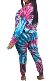 multicolor Fashion Casual adult Ma'am Print Tie Dye Two Piece Suits pencil Long Sleeve Two Pieces