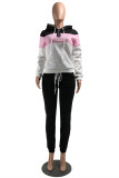 Red Fashion Casual Patchwork Basic Hooded Collar Long Sleeve Two Pieces