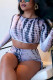 White Fashion Sexy Print Basic O Neck Long Sleeve Two Pieces