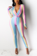 Multicolor Street Print Patchwork Turndown Collar Long Sleeve Two Pieces
