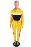 Red adult Casual Fashion Patchwork Two Piece Suits Solid pencil Long Sleeve Two-piece Pants S