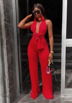 Red Bandage Backless Solid Fashion sexy Jumpsuits & Rompers
