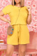 Yellow Fashion Casual Solid Basic O Neck Regular Short Sleeve Romper