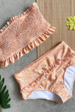 Blue Sexy Print Split Joint Swimwears