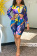 Multicolor Living Geometric Print O Neck Long Sleeve Two Pieces