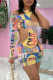 Yellow Fashion Sexy Print Hollowed Out O Neck Long Sleeve Dresses