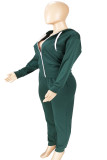 Green Casual Polyester Solid Split Joint Hooded Collar Long Sleeve Regular Sleeve Regular Two Pieces