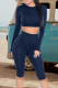 Royal Blue Casual Solid Patchwork O Neck Long Sleeve Two Pieces