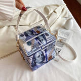 Blue Fashion Casual Print Crossbody Bag