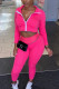 rose red Sexy Solid Hooded Collar Long Sleeve Regular Sleeve Short Two Pieces