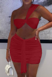 Pink Sexy Solid Backless Strapless Sleeveless Two Pieces