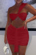 Red Sexy Solid Backless Strapless Sleeveless Two Pieces