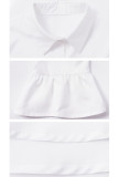 White Polyester Sexy adult Fashion Cap Sleeve Long Sleeves O neck Asymmetrical Mid-Calf Solid asymmetrical