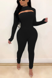 Pink Casual Solid Patchwork Half A Turtleneck Long Sleeve Two Pieces