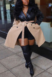 Red Fashion Casual Patchwork Patchwork Turndown Collar Outerwear