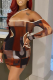 Red Sexy Print Patchwork Halter Pencil Skirt Dresses