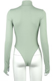 Green Celebrities Print Patchwork O Neck Mid Waist Tops