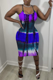 Red Sexy Casual Print Backless Spaghetti Strap Sleeveless Dress
