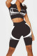 Black Casual Sportswear Print Basic Zipper Collar Short Sleeve Two Pieces