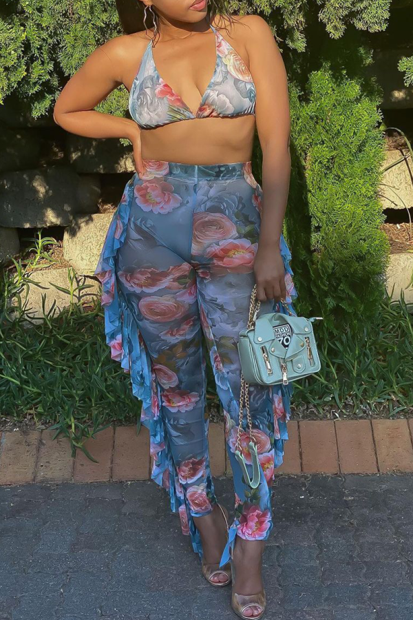 Grey Sexy Print Frenulum Swimwears
