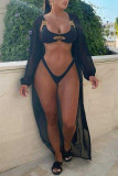 Pink Fashion Sexy Solid Hollowed Out Swimwears Three-piece Sets