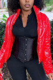 Red Fashion Casual Solid Cardigan Outerwear