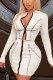 White Sexy Solid Patchwork O Neck Long Sleeve Two Pieces