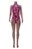 Rose Sexy Print Patchwork Swimwears