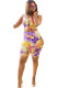 Yellow Fashion Casual adult Ma'am Patchwork Print Two Piece Suits pencil Sleeveless Two Pieces